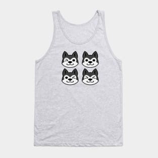 Four Black and White Siberian Huskies Tank Top